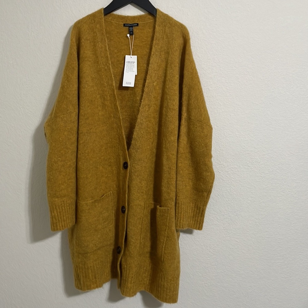 NWT EILEEN FISHER Mohair Plush Melange V-Neck Cardigan - Picture 6 of 11
